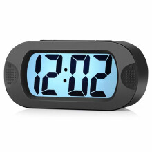 Digitale reiswekker met snooze-functie en nachtlampje, eenvoudig in te stellen voor kinderen, werkt op batterijen, zwart
