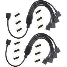 4-pins RGB-splitterkabel, kabel met 1 naar 4 vrouwelijke connectoren voor RGB LED-kleurveranderende strip, 2 paar