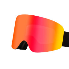 Magnetic Detachable Lens Ski Goggle with Double Layer-black red