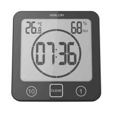 Badkamerklok, digitale LCD-thermometer, hygrometer, douchetimer met alarm, temperatuur- en vochtigheidsweergave