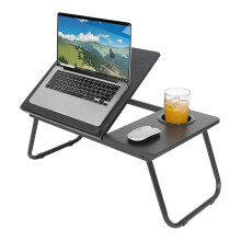 Folding Lap Desk with Cupholder - Versatile Portable Workstation for Home and Office Use