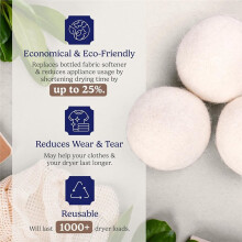 12 Pack Natural Wool Dryer Balls, Reusable Fabric Softener, Wrinkle Reducing & Drying Saving Laundry Balls