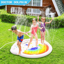 (blue) Summer Outdoor Kids PVC Animal Splash Pad Thickened Water Play Mat Outdoor Spray Toy