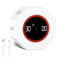 Digital Productivity Timer, Rotating Pomodoro Timer with 1-3-5-15-30-60-90 Min Countdown, for Study Office Kitchen Desk