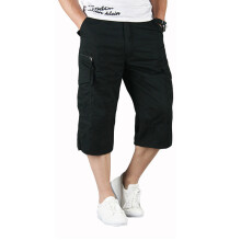 (XL, Army Green) Pantaloncini cargo da uomo elasticizzati, vita elasticizzata, lunghezza 7/8