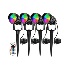 RGBW-LED-Gartenbeleuchtung, 10 W, Farbwechsel, mit Fernbedienung, IP65 wasserdicht, Außenstrahler mi