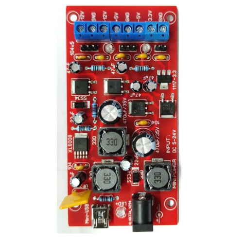 USB Dual Power Supply Module 5-24V to 12V 5V 3.3V Multiple Outputs Boost Converter Linear Regulator DIY Kit 1