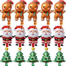 60 Stuks Kerstballonnen Aluminiumfolie Kleine Ballon Speelgoed Kerstboom Gingerbread Kerstman Verjaardagsfeestje Vakantie Decorati