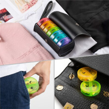 Weekly Pill Organizer 2 Times A Day, AM PM Large Daily Pill Box with PU Leather Case for Travel Round Medicine Organizer