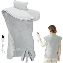 Electric Neck and Back Heating Pad, 6 Adjustable Temperature Settings, Fast Heating, 61 x 94 cm, Soft Electric Heated Bl