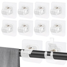 10 pezzi di supporti autoadesivi trasparenti per asta per tende, senza bisogno di forare, design migliorato.