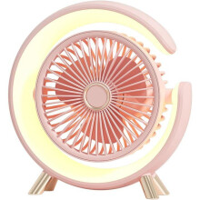 USB Table Fan with 5 Speeds, Rechargeable, LED Light, Portable Desktop Cooling Fan for Home and Office
