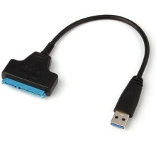 Adaptador USB 3.0 a SATA de 22 pines, color negro, Plug and Play, conexión en caliente, transferencia de datos de alta velocidad.