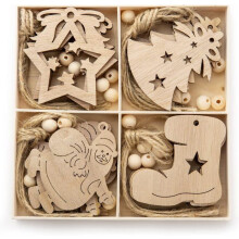 20 decorazioni natalizie in legno da appendere all'albero, 4 modelli assortiti, decorazioni rustiche per la casa e le feste.