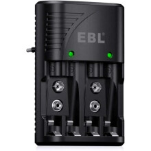 Cargador universal de baterías AA, AAA y 9V, cargador rápido 6802 para baterías recargables Ni-MH con indicador LED.