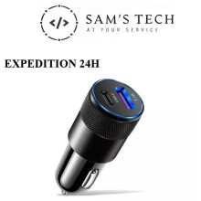 Cargador de coche USB tipo C PD, carga rápida universal para iPhone, Huawei, Xiaomi y Samsung, negro.