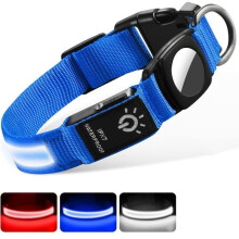 Collar para perros recargable, impermeable y con luz LED intermitente para perros pequeños, medianos y grandes, color azul, L 39-55 cm