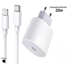 20W Fast Charger Compatible with iPhone 14/13/12/11/X and iPad, 1m USB C to Lightning Cable