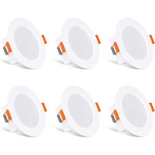 Paquete de 6 focos LED empotrables de techo, luz blanca cálida de 2700K, IP44, 8W, CA 85V-265V para baño.