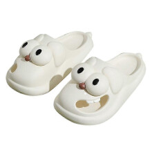 (40-41, White) "Closed-Toe Slippers Women's Sandals Home Bedroom Non-Slip Summer Beach Big Eyes Dog Soft Cloud Shoes"