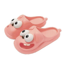 (38-39, Pink) "Closed-Toe Slippers Women's Sandals Home Bedroom Non-Slip Summer Beach Big Eyes Dog Soft Cloud Shoes"