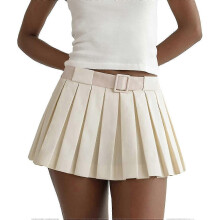 (XL) Women Low Waist Mini Skirts Cute Pleated A Line Short Denim Skirts 00s Retro Cargo Skirt S-2xl