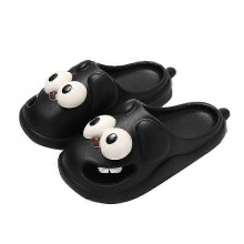(40-41, Black) "Closed-Toe Slippers Women's Sandals Home Bedroom Non-Slip Summer Beach Big Eyes Dog Soft Cloud Shoes"