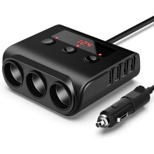 Car Cigarette Lighter Splitter 180W Adapter with 4 USB Ports, Independent Switch and Indicator Light