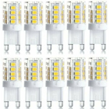 Paquete de 10 bombillas LED para proyector, bombillas LED decorativas G9, 5W blanco cálido y blanco frío, lámparas LED de bajo consumo.