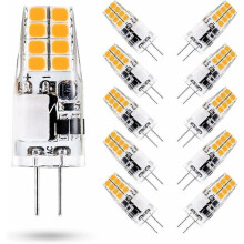 Bombillas LED G4 de 12 V, 3000 K, luz blanca cálida, 3 W, equivalentes a halógenas de 35 W, 300 lúmenes, no regulables, paquete de 10 unidades.