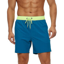 (M, Fluorescent Green Peacock Blue) Men S Swim Trunks With Zip Pocket  Waterproof  Drying  Quick Swimsuit  Bathing Shorts With Adjustable Drawstring-n