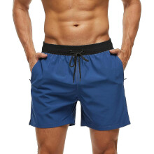 (M, Black Navy Blue) Men S Swim Trunks With Zip Pocket Waterproof Drying Quick Swimsuit Bathing Shorts With Adjustable Drawstring-n