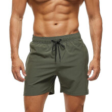 (M, Army Green) Men S Swim Trunks With Zip Pocket  Waterproof  Drying  Quick Swimsuit  Bathing Shorts With Adjustable Drawstring-n