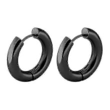 Women Earring Girl Stud Ear Drop 1 Pair 8/10/12/14/16/18/20mm Stainless Steel Hoop Men Cartilage Gold Ear Piercing--16mm--black--product Code 83329