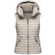(3XL, khaki) Vest Jacket Cotton Women's Sleeveless Cotton Jacket