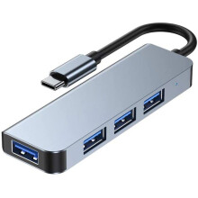 Hub sottile in alluminio da USB C a 4 porte USB 3.0 per MacBook Air, Mac Pro, Mini e iMac, compatibile con unità flash USB e