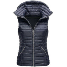 (M, BLUE) Vest Jacket Cotton Women's Sleeveless Cotton Jacket