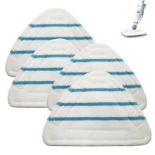 Conjunto de 4 esfregões a vapor triangulares reutilizáveis em microfibra, com cabeça de substituição lavável.