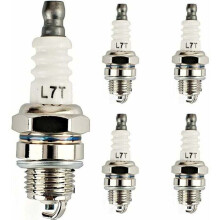 Conjunto de 5 velas de ignição L7T para reposição em motores pequenos de motosserras e cortadores de grama.