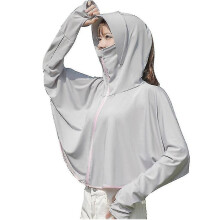 (Gray) Ice Silk Sun Protection Clothing Uv Protection Shawl For Cycling For Summer-e