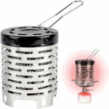Mini aquecedor a gás para camping, aquecedor portátil para barraca com capa térmica, fogão compacto para viagens de camping.