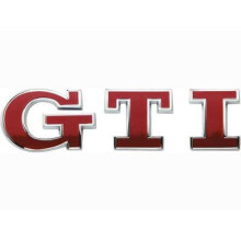 Emblema adesivo GTI para carro, 25 x 87 mm, preto, para personalização e substituição de peças externas de veículos.