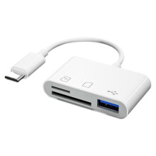 Leitor de cartão SD USB-C, adaptador TF e SD para USB-C para laptops e tablets, compacto e durável.