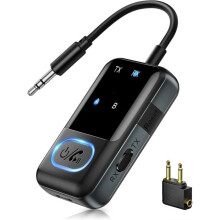 Transmissor e receptor Bluetooth 5.3 para áudio de TV com cabo RCA de 3,5 mm e adaptador estéreo sem fio.