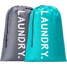 2 Pack XL Travel Laundry Bag, Machine Washable Dirty Clothes Organizer with