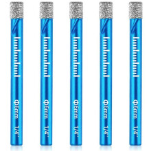 Conjunto de 5 brocas diamantadas de 6 mm para azulejo, com soldagem a vácuo, para perfuração rápida de cerâmica e porcelana.