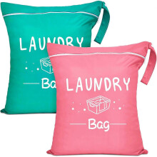 2 Pcs Large Travel Laundry Bag Waterproof Wet Dry Bag Washable Dirty Clothes Bag