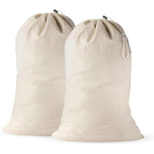 Large Cotton Laundry Bags 24x36 Inch with Drawstring, Heavy Duty Travel Organizer for Hamp