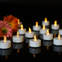 Pacote com 24 velas de LED tipo tealight, alimentadas por bateria, realistas, brilhantes, sem chama, branco quente, para decoração de casa.