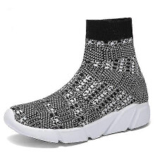 (10, Gray) High Top Men's Vulcanize Breathable Slip-on Sock Sneaker